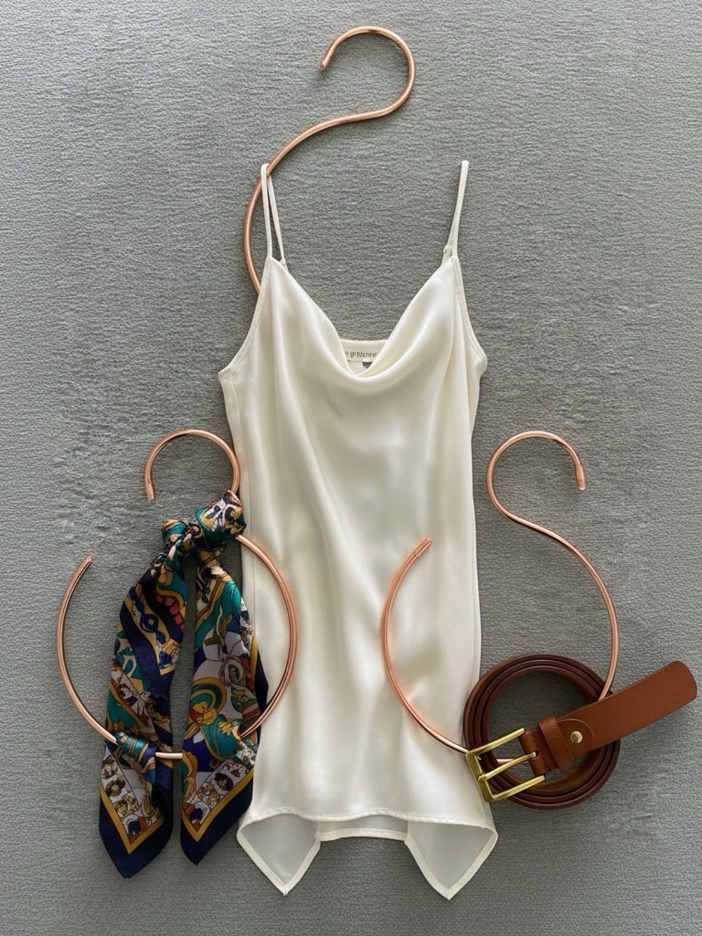 Rose Gold Circle Scarf & Belt Closet Hangers Set